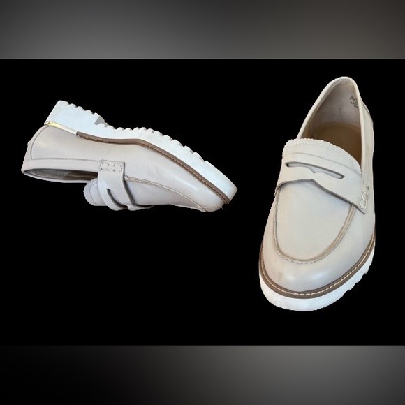 Franco Sarto nude lthr waffle bottom loafers SZ 8.5 preppy neutral old money - Picture 7 of 14